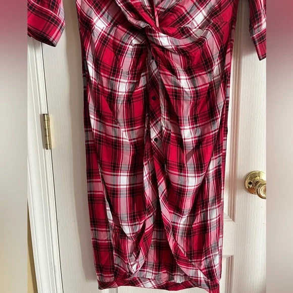 Zara Red White Black The Knot Check Dress - Picture 9 of 14